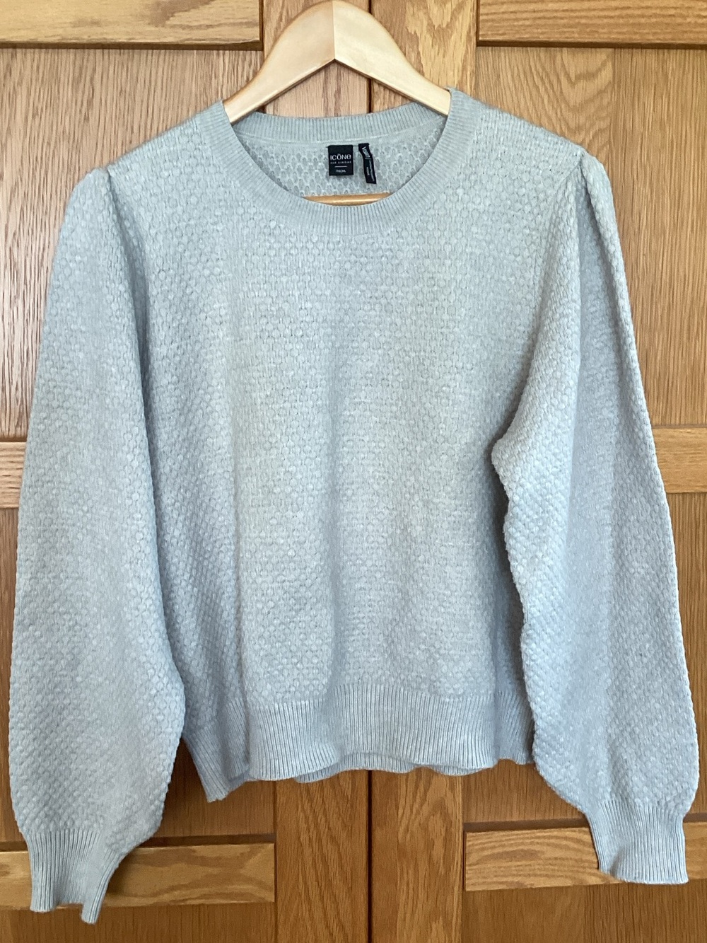 Simons Pale Gray Textured Crewneck Sweater